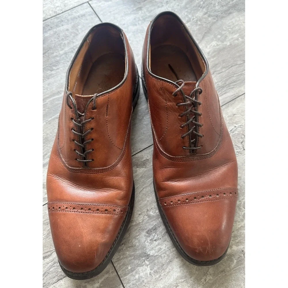 Allen Edmonds Clifton Leather 9.5 D Brown Cap Toe Oxford Dress Shoes